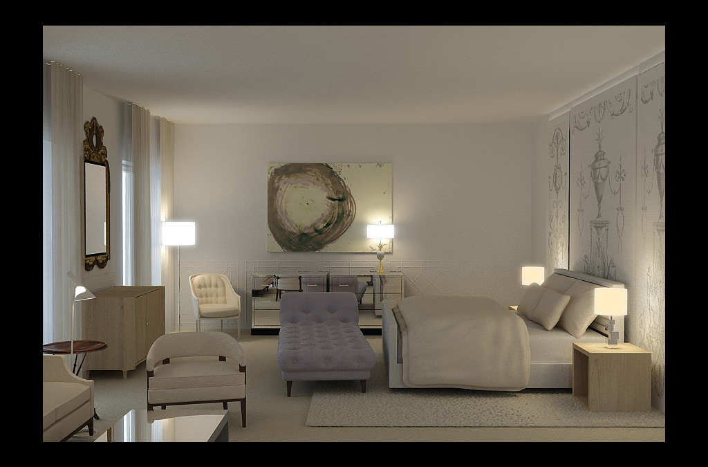 Interiorismo de dormitorio para vivienda de lujo.