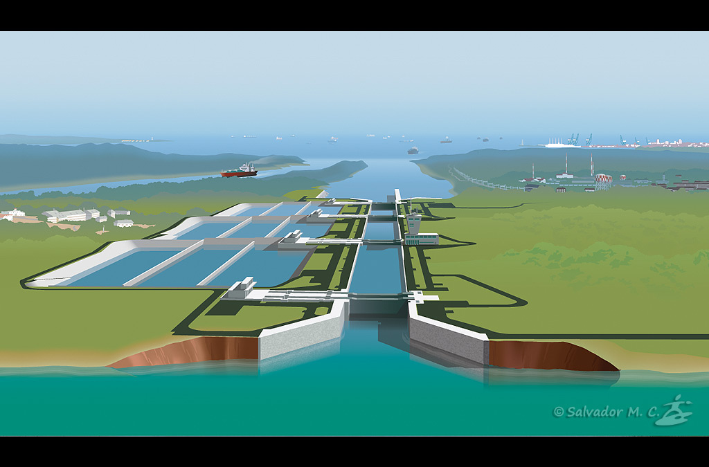 Infografía para la revista Condé Nast Traveller de la ampliación del Canal de Panamá.