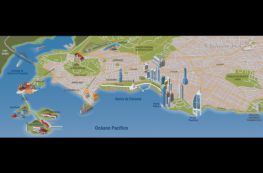 Infografía para la revista Traveller de la ciudad de Panamá.